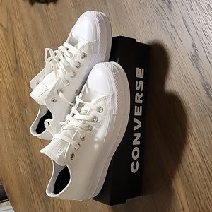 Converse All Stars All White Platform Low Tops
